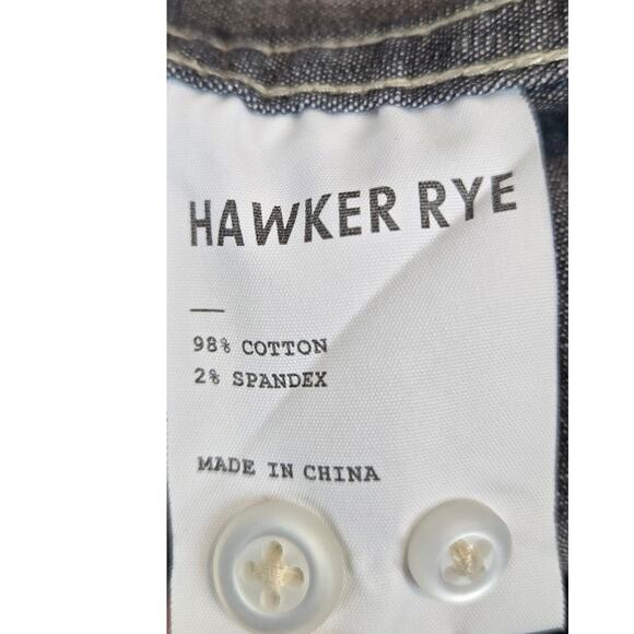 Hawker Rye Gray Chambray Cotton Regular Fit Button Down Casual Mens Large - Picture 6 of 8